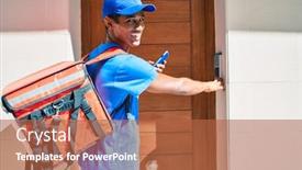  Presentation with courier - Audience pleasing theme consisting of african-delivery-man-wearing-courier backdrop and a red colored foreground