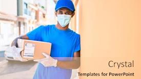  Presentation with courier delivery - Slide set featuring african-delivery-man-wearing-courier background and a lemonade colored foreground