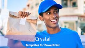  Presentation with courier bag - Beautiful presentation design featuring african-delivery-man-wearing-courier backdrop and a cobalt blue colored foreground