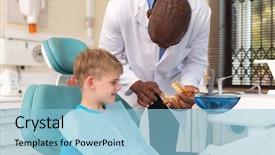  Presentation with dental radiology dentist and assistant - Colorful presentation theme enhanced with african dentist explaining the dental backdrop and a  colored foreground