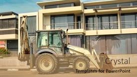  Presentation with excavator - Slide set consisting of african-developments-excavator-parked background and a coral colored foreground