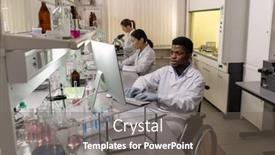  Presentation with wheelchair - Cool new PPT layouts with african-disabled-scientist-sitting backdrop and a gray colored foreground