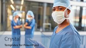  Presentation with emergency department - Presentation theme with african-doctor-as-an-emergency background and a teal colored foreground