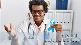  Presentation with doctor african - Theme featuring african-doctor-man-holding-blue background and a light blue colored foreground