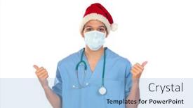  Presentation with coronavirus - Amazing slide set having african-doctor-wearing-a-christmas backdrop and a light blue colored foreground