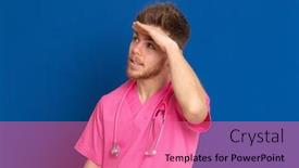  Presentation with pink blue - Beautiful slide deck featuring african-doctor-wearing-a-pink backdrop and a coral colored foreground