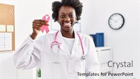  Presentation with doctor african - PPT theme enhanced with african-doctor-woman-holding-pink background and a white colored foreground