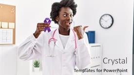  Presentation with doctor african - Presentation enhanced with african-doctor-woman-holding-purple background and a white colored foreground