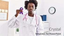  Presentation with doctor african - PPT theme enhanced with african-doctor-woman-holding-purple background and a light gray colored foreground