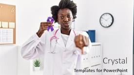  Presentation with doctor african - Presentation enhanced with african-doctor-woman-holding-purple background and a white colored foreground