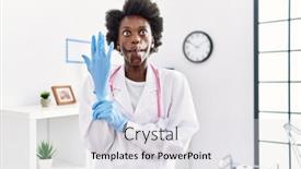  Presentation with doctor african - Presentation consisting of african-doctor-woman-wearing-latex background and a light gray colored foreground