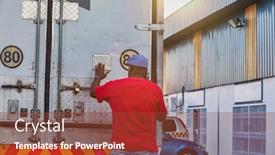  Presentation with truck driver - Colorful slide deck enhanced with african-driver-in-the-back backdrop and a tawny brown colored foreground