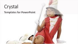  Presentation with elementary - Beautiful theme featuring african drums - elementary drum majorette sitting backdrop and a white colored foreground