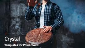  Presentation with drum - Beautiful theme featuring african drums - male drummer playing on wooden backdrop and a wine colored foreground