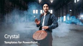  Presentation with drum - Colorful PPT theme enhanced with african drums - male drummer playing on wooden backdrop and a gray colored foreground