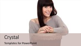  Presentation with drum - Presentation design enhanced with african drums - woman posing with her drum background and a mint green colored foreground