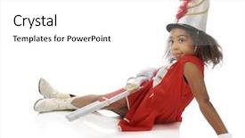  Presentation with elementary - Colorful slide set enhanced with african drums - young elementary majorette relaxed backdrop and a white colored foreground