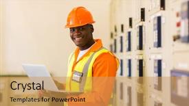  Presentation with electrical engineer - Audience pleasing presentation theme consisting of acropolis and panoramic view of athens city in greece in the evening backdrop and a tawny brown colored foreground.