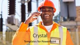  Presentation with substation - Colorful presentation theme enhanced with african electrician using cell phone backdrop and a yellow colored foreground
