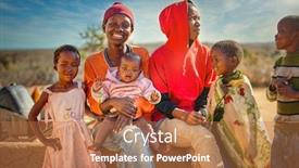  Presentation with teenagers - Presentation theme enhanced with african-family-group-of-kids background and a coral colored foreground