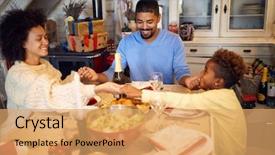  Presentation with family prayer - PPT theme having african family having christmas prayer background and a yellow colored foreground