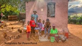  Presentation with village - Slide set enhanced with african-family-in-the-village background and a red colored foreground
