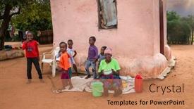  Presentation with family - Presentation design with african-family-in-the-village background and a  colored foreground