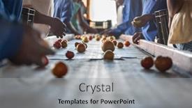  Presentation with greenhouse farm - Presentation theme having african farm worker sorting tomatoes background and a light gray colored foreground