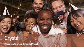  Presentation with year end party - Presentation design having african festival - friends in party hats celebrating background and a red colored foreground