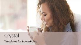  Presentation with african american - Presentation design consisting of african girl american with coffe background and a mint green colored foreground