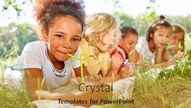  Presentation with straw - Amazing presentation design having thirst - african girl and friends drink backdrop and a yellow colored foreground