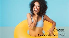  Presentation with african american teenager girl - PPT theme enhanced with african girl dressed in swimsuit background and a yellow colored foreground