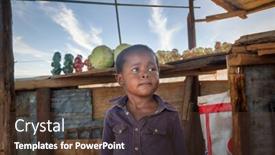  Presentation with entrepreneurial - PPT theme featuring african-girl-street-vendor background and a tawny brown colored foreground