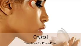  Presentation with african american girl power business - Beautiful theme featuring african girl with white tulips backdrop and a coral colored foreground