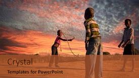  Presentation with group of girls - Cool new presentation theme with african-girls-and-boy-group backdrop and a red colored foreground