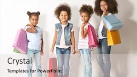  Presentation with cute household shopping - Slide deck consisting of african girls with shopping bag background and a lemonade colored foreground