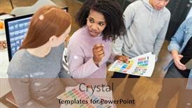  Presentation with graphic - Slides having african-graphic-designer-discusses background and a coral colored foreground