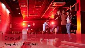  Presentation with bowling - Slide deck with african-guy-bending-by-bowling background and a crimson colored foreground