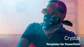  Presentation with black - PPT theme enhanced with african-guy-in-sunglasses-t background and a ocean colored foreground