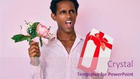  Presentation with anniversary - Presentation design enhanced with african-handsome-man-holding-anniversary background and a lemonade colored foreground