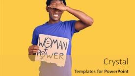  Presentation with power - Colorful PPT layouts enhanced with african-handsome-man-holding-woman backdrop and a yellow colored foreground