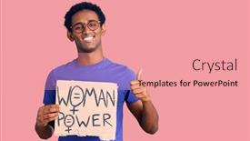  Presentation with power - Presentation theme featuring african-handsome-man-holding-woman background and a coral colored foreground