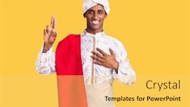  Presentation with saree - Slide deck having african-handsome-man-wearing-tradition background and a yellow colored foreground