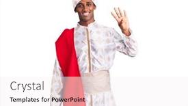  Presentation with saree - Colorful presentation design enhanced with african-handsome-man-wearing-tradition backdrop and a white colored foreground