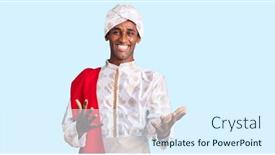  Presentation with saree - Amazing slide deck having african-handsome-man-wearing-tradition backdrop and a sky blue colored foreground