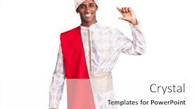  Presentation with saree - Slide deck with african-handsome-man-wearing-tradition background and a white colored foreground