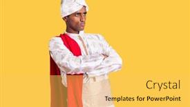  Presentation with saree - Presentation theme with african-handsome-man-wearing-tradition background and a yellow colored foreground
