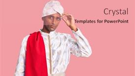  Presentation with saree - Colorful presentation enhanced with african-handsome-man-wearing-tradition backdrop and a coral colored foreground