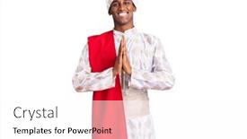  Presentation with praying hands - Presentation theme consisting of african-handsome-man-wearing-tradition background and a white colored foreground