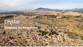  Presentation with fes - Slide deck featuring old medina in fes morocco background and a coral colored foreground